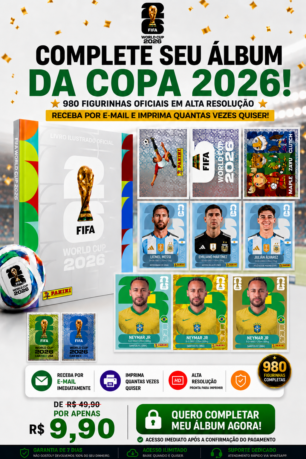 Pack Completo da Copa 2026 atualizado · 980 figurinhas oficiais em alta resolução