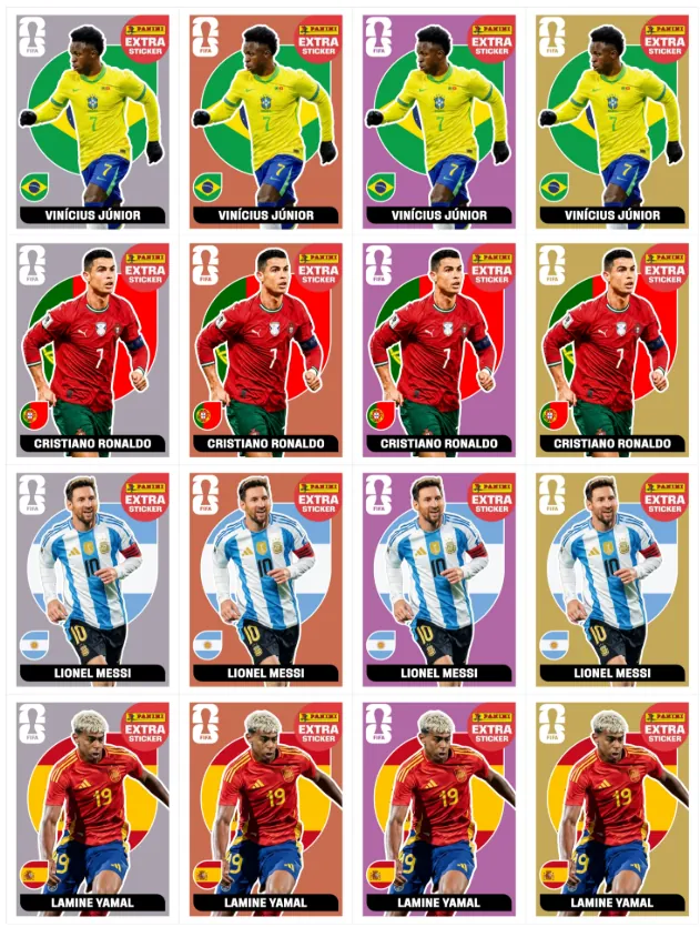 Figurinhas Legends douradas da Copa 2026